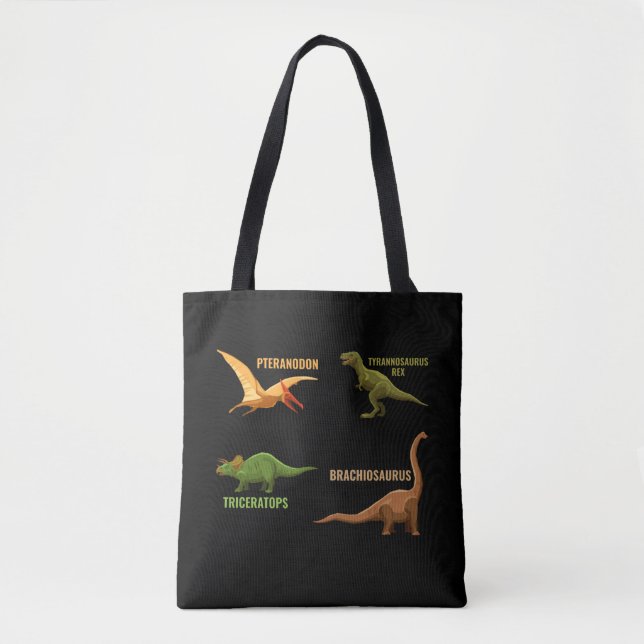 Bolso De Tela Tipos de dinosaurios Niños Chicas Tricertops Trex (Anverso)
