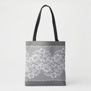Bolso De Tela Tira recta de tela de encaje de color blanco sobre