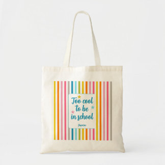 Bolso De Tela Tiras de nombre modernas cita escolar colorida