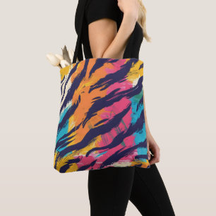 Bolso De Tela Tiras de tigre coloridas