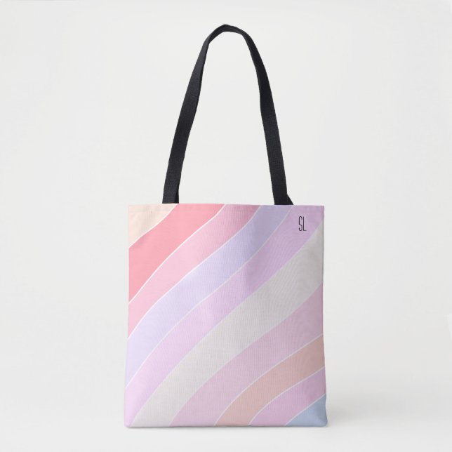 Bolso De Tela Tiras Pastel Personalizadas (Anverso)