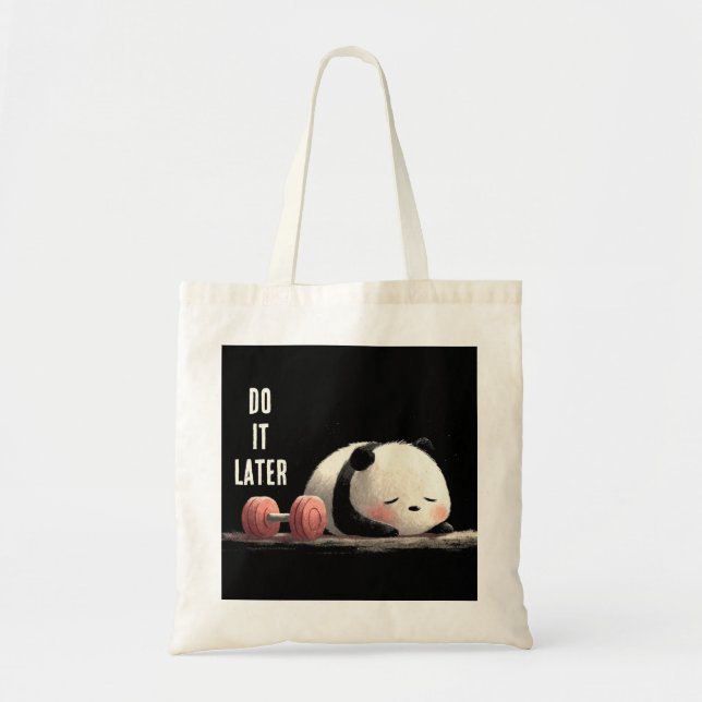 Bolso De Tela Tired Panda Gym – Cute Funny Workout Art (Frente)