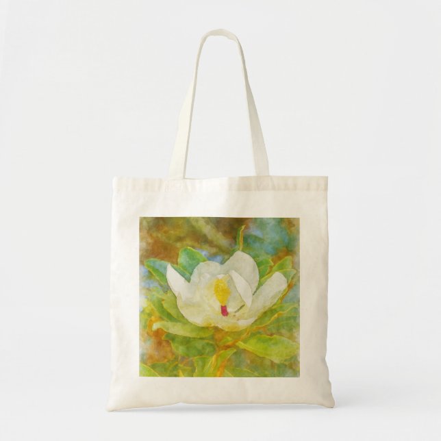 Bolso De Tela Título acuarela Magnolia Bloom Tote Bag (Frente)