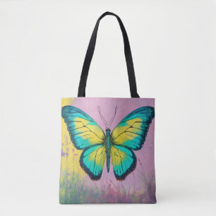 Bolso De Tela Título: Diseño surrealista de mariposa de tinte pa