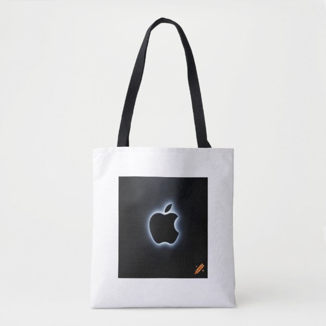 Bolso De Tela Título: "Elegancia iluminada: Apple negra brillant (Anverso)