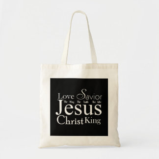 Bolso De Tela Títulos cristianos de Jesus Black Tote Bag