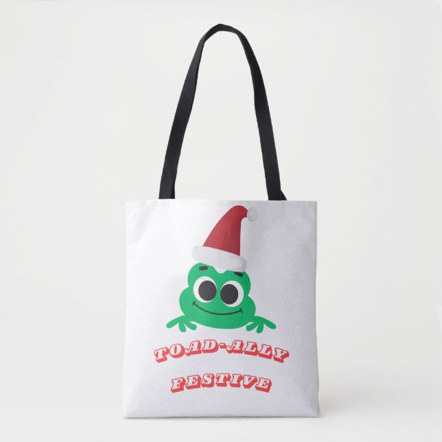 Bolso De Tela Toad-ally Festive Christmas Frog _ Cute Holiday De (Anverso)