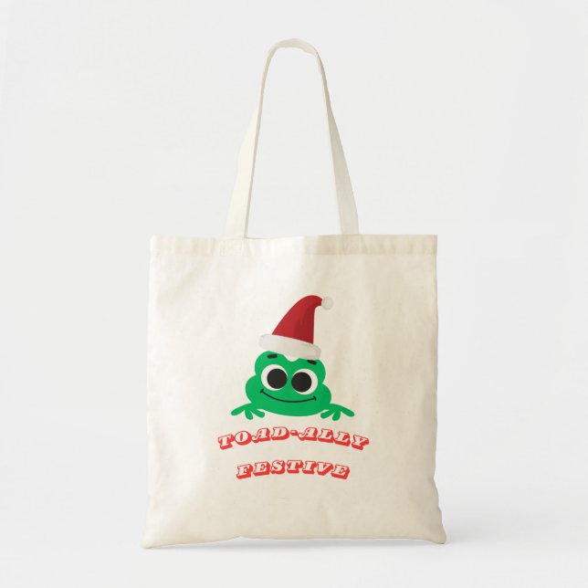 Bolso De Tela Toad-ally Festive Christmas Frog _ Cute Holiday De (Frente)