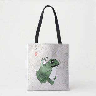 Bolso De Tela Toad de rana japonesa grande del siglo XIX