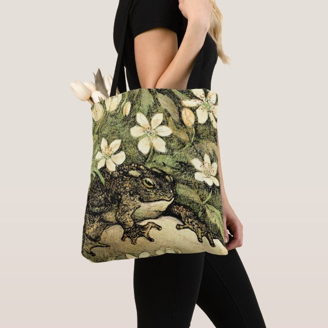 Bolso De Tela Toad y dogwood de estilo Art Nouveau holandeses (Detalle)