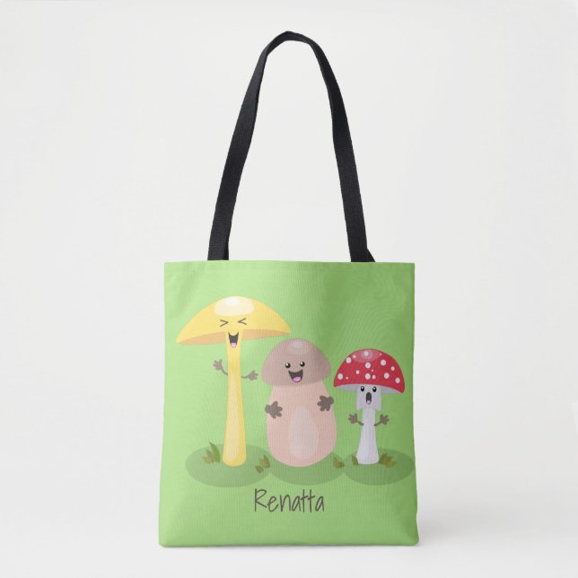 Bolso De Tela Toadstool de hongos de hongo de kawaii (Anverso)