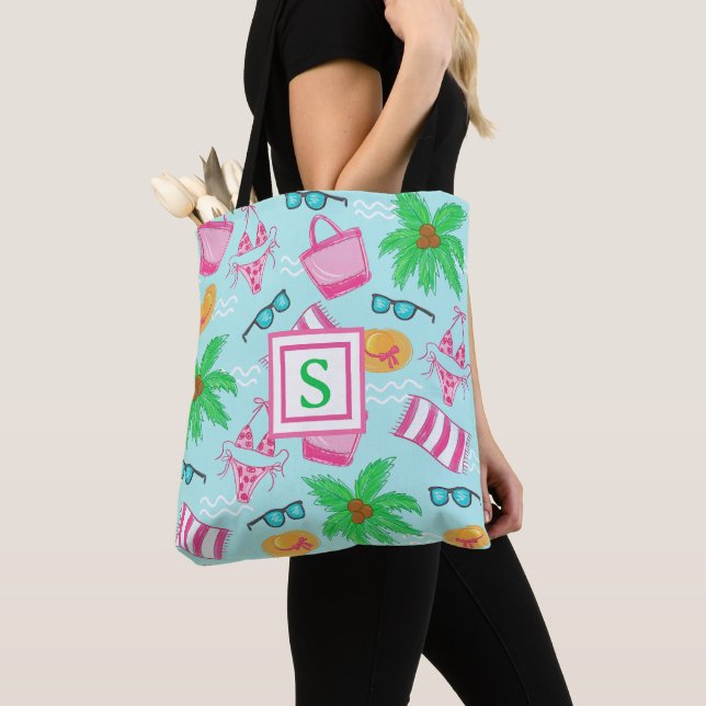 Bolso De Tela Toalla de Bikini Preppy Monograma Beach Toalla de  (Detalle)