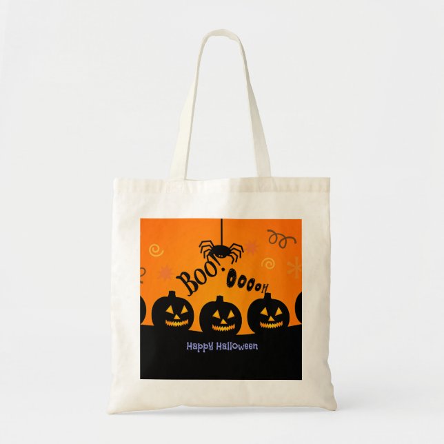 Bolso De Tela Tocante calabaza de Halloween calabazas Jack-o-Lan (Frente)