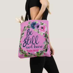 Bolso De Tela Todavía esté y sepa el verso floral rosado de la