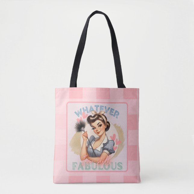 BOLSO DE TELA TODAVÍA SOY FABULOUS-PINUP CHICA PINK (Anverso)