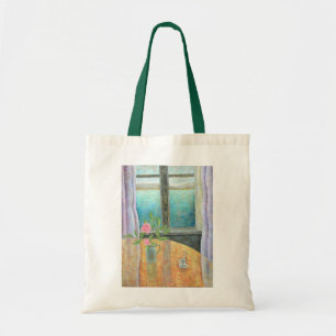 Bolso De Tela Todavía vida en ventana con la camelia 2012