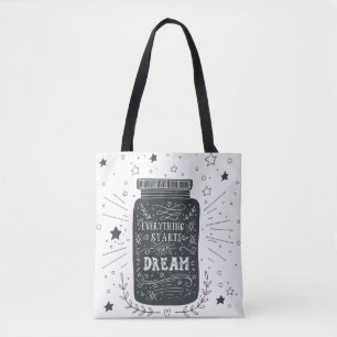 Bolso De Tela Todo comienza con un sueño