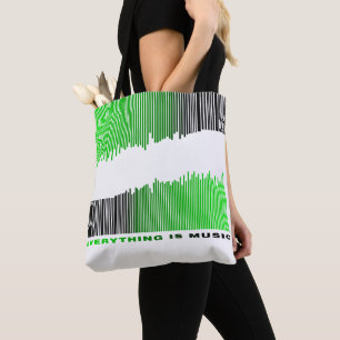 Bolso De Tela Todo es Música Texto Código de barras verde Reprod