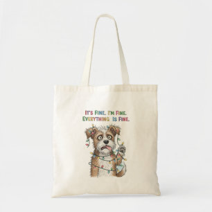 Bolso De Tela Todo está bien, Navidades de color raro perro