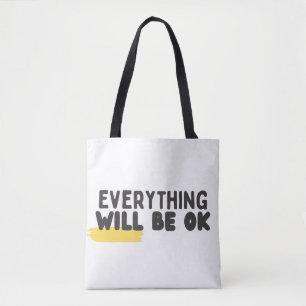 Bolso De Tela : 'Todo Estará Bien' Cita Minimalista