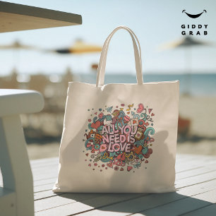 Bolso De Tela Todo lo que necesitas es amar la tipografía retro
