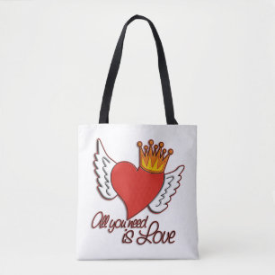 Bolso De Tela Todo lo que necesitas es amar las ALAS DE CORONA D