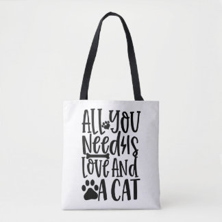 Bolso De Tela Todo lo que necesitas es amor y un gato