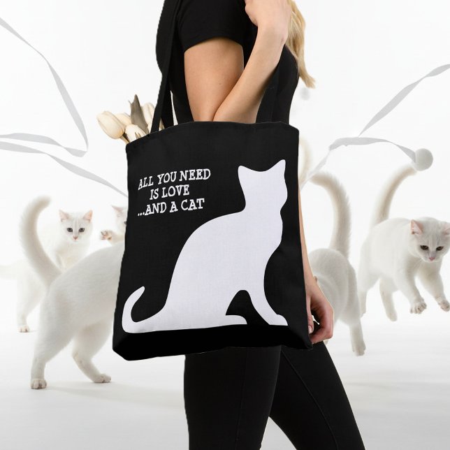 Bolso De Tela Todo lo que necesitas es amor y un gato lindo more (cat tote bag)
