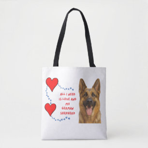 Bolso De Tela Todo lo que necesito es amor y mi pastor alemán 🐾