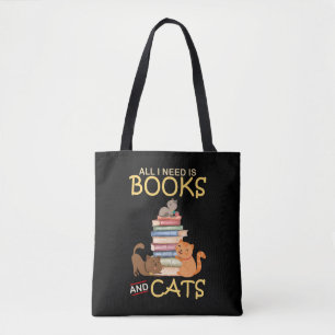 Bolso De Tela Todo Lo Que Necesito Son Libros Y Gatos