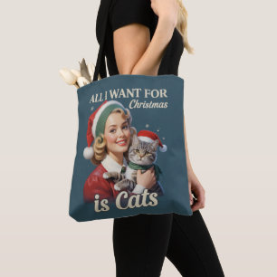Bolso De Tela Todo lo que Quiero para Navidad son Gatos Amante d