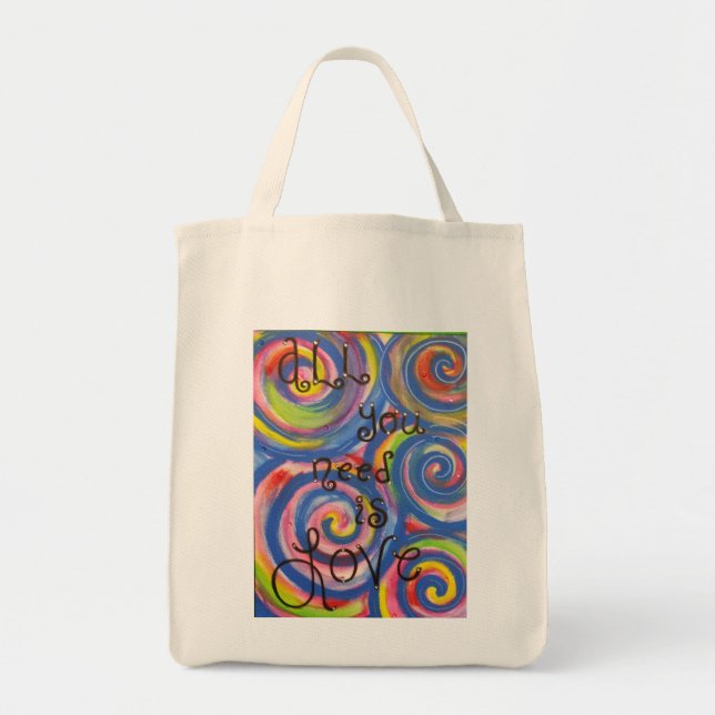 Bolso De Tela "Todo lo que usted necesita es tote del amor" (Frente)