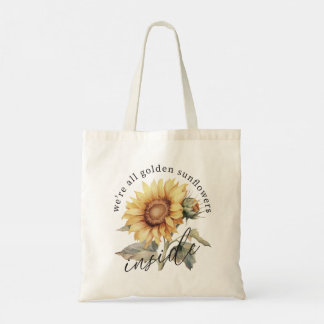 Bolso De Tela Todos somos girasoles dorados dentro de la floral