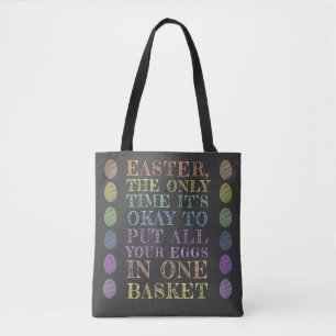 Bolso De Tela Todos sus huevos en una cesta Pascua