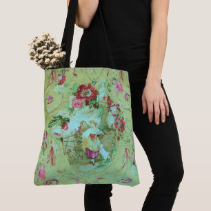 Bolso De Tela Toile victoriano antiguo Rococo Estilo Sage Verde