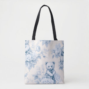 Bolso De Tela Toile y oso floral
