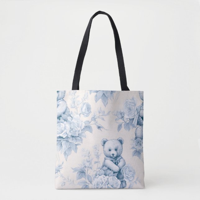 Bolso De Tela Toile y oso floral (Anverso)