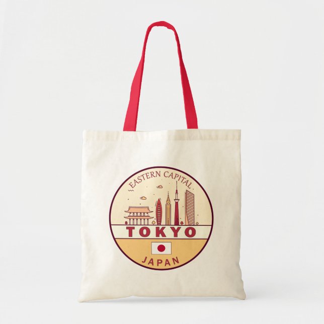 Bolso De Tela Tokyo Japan City Skyline Emblem (Frente)