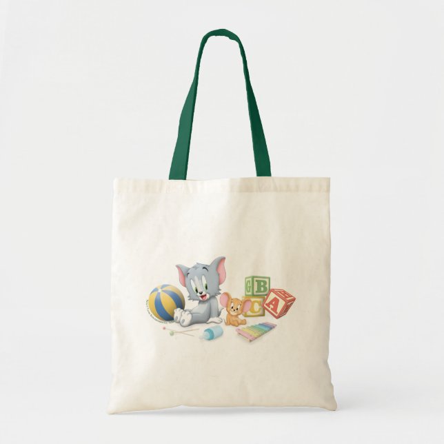 Bolso De Tela Tom infantil y Jerry jugando con juguetes (Frente)