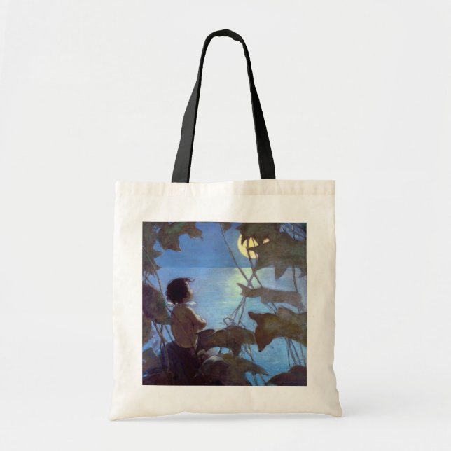 Bolso De Tela Tom viendo la luna, Jessie Willcox Smith (Frente)