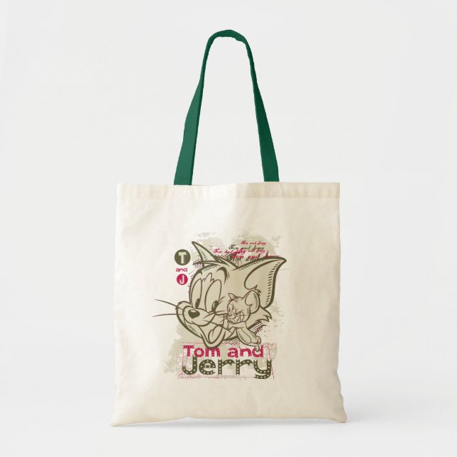 Bolso De Tela Tom y Jerry Pink y Green (Frente)