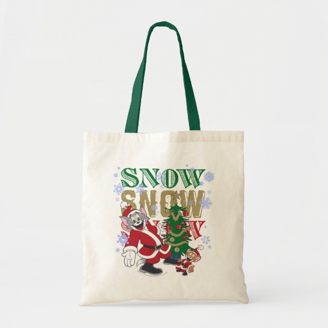 Bolso De Tela Tom y Jerry Santas Del Árbol (Frente)