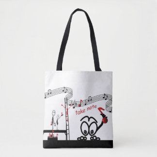 Bolso De Tela Toma nota del profesor de música Funny Stickman To