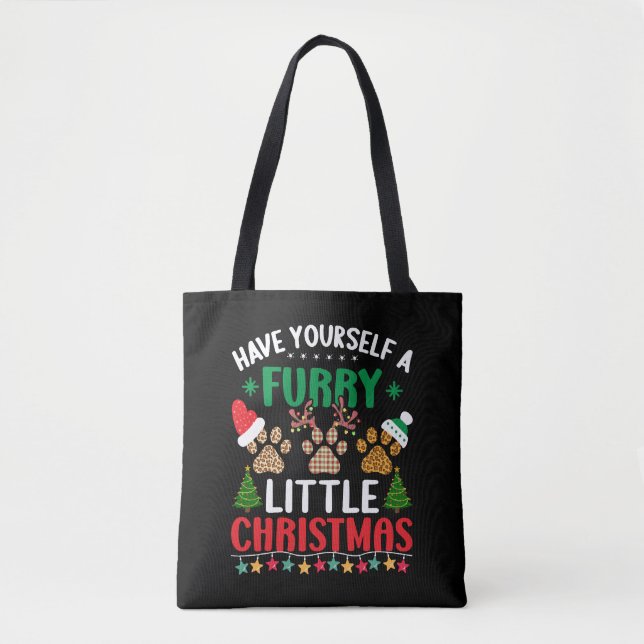 Bolso De Tela tómate un navidad peludo (Anverso)