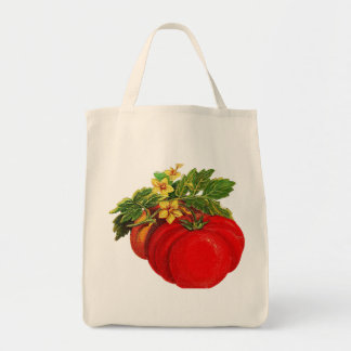 Bolso De Tela Tomates y flores de cosecha en el vino