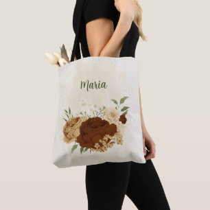 Bolso De Tela tono terracota de tierra floral