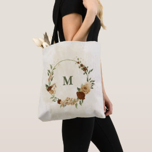 Bolso De Tela tono terracota de tierra floral