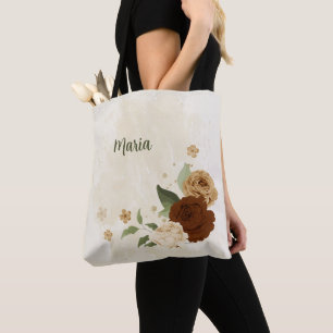Bolso De Tela tono terracota de tierra floral