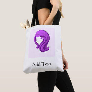 Bolso De Tela Tonos de cabello púrpura vibrante Cara de niña Agr