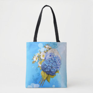 Bolso De Tela Tonos de las Hydrangeas de las acuarelas azules